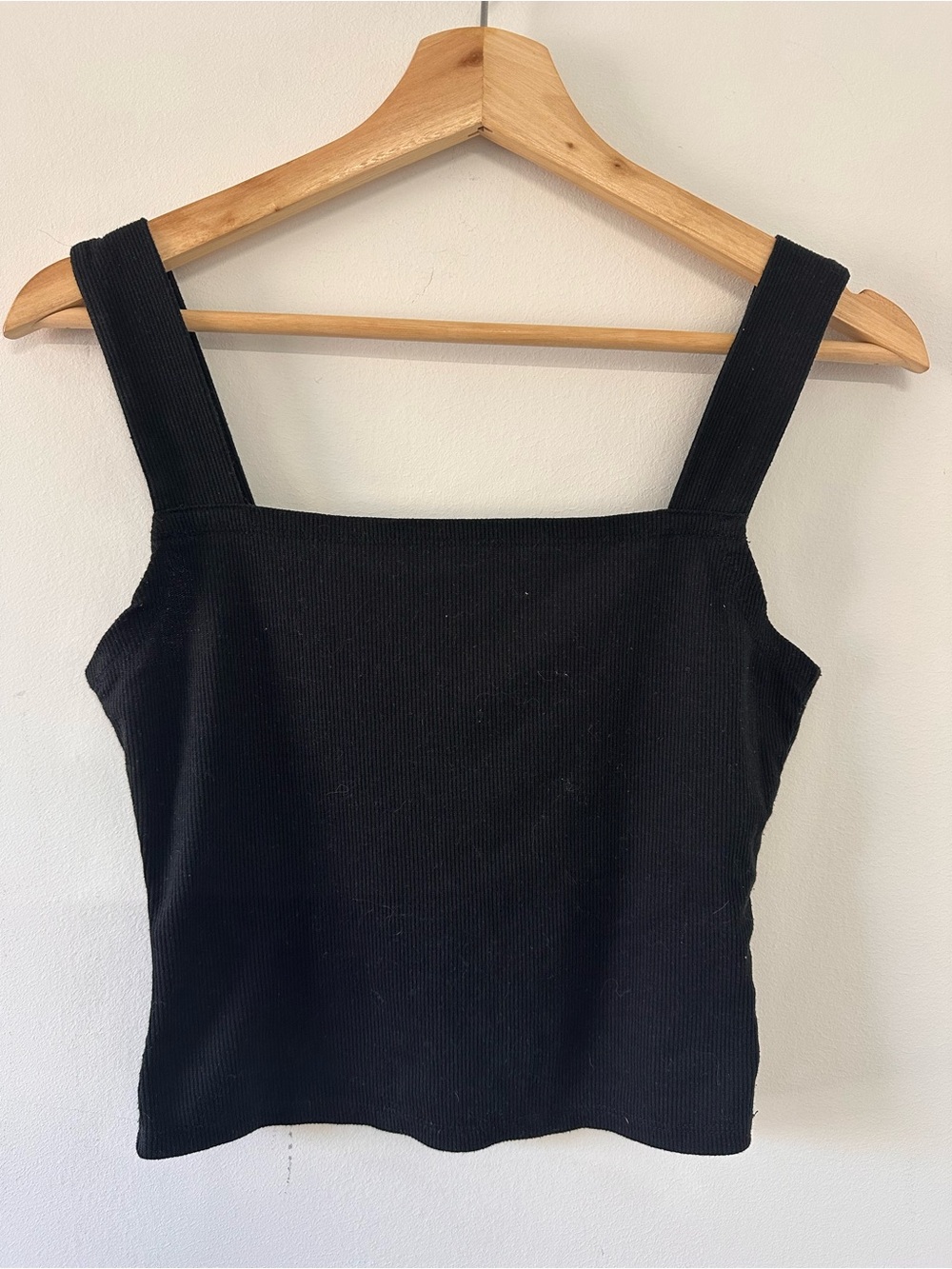 Black Ribbed Cropped Tank Top Small